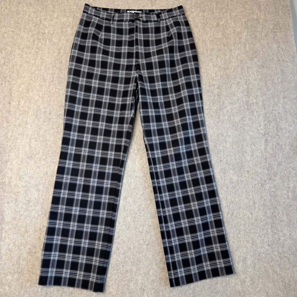 Reformation Plaid Straight Leg Trousers High Rise Womens 8 Black White Check